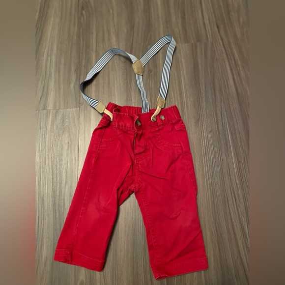 Cat & Jack Red burgundy with Striped Suspenders size 3/6M - Picture 3 of 4